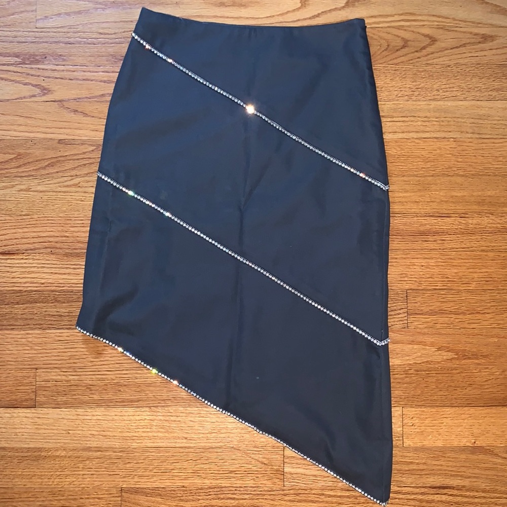 Asymmetrical Skirt with Rhinestones by William B
